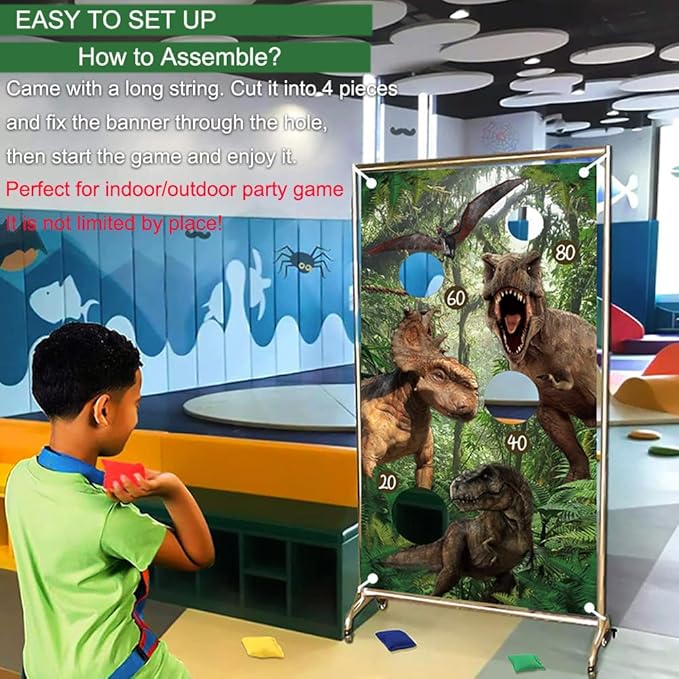 Dinorsaur Bean Bag Toss Game for Kid Toddlers 1-3 with 4 Color Bean Bags, Sports & Outdoor Play Toys Yard/Backyard/Lawn Games for Kids Ages 6-8, Birthday Family Party Supplies Decoration Jamonxi