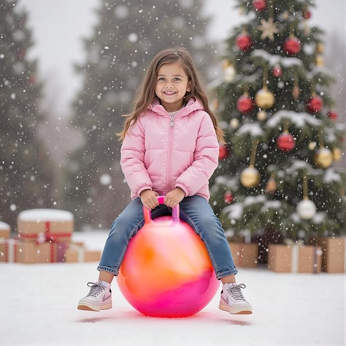 ZOOJOY Clouds Hopper Ball, Hopping Toys for Kids, 20 Inch Bouncy Ball with Handle for Boys Girls Aged 6-12, Inflatable Clouds Bounce Hopper Toy with Pump