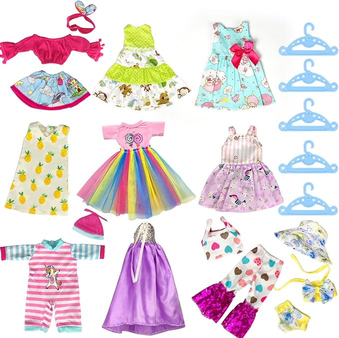 WONDOLL 10-Sets Doll-Clothes for American-14-inch-Dolls - Compatible with 14.5-inch-Dolls Handmade Clothes and Outfits Accessories Christmas Birthday Gift for Little Girl