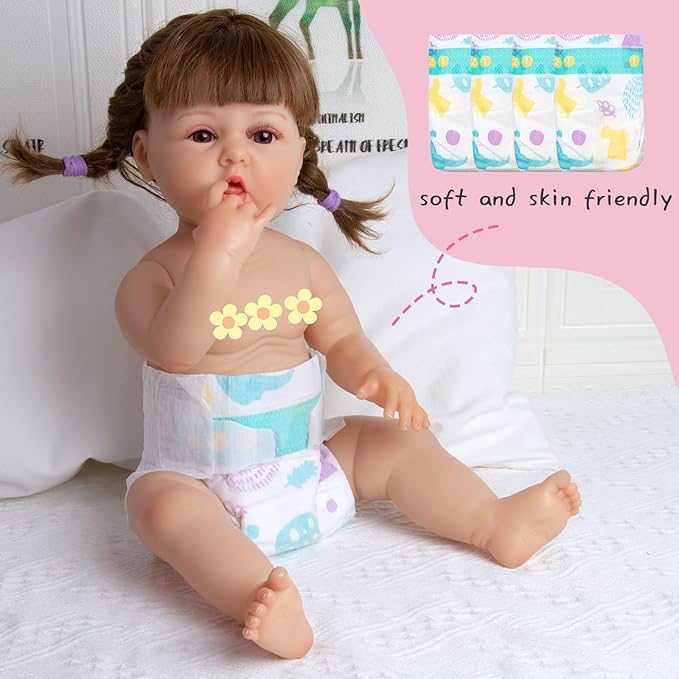 Reborn Baby Doll Clothes for 18-20 Inch Reborn Doll Clothes Accessories Pink Elephant Babydoll Butterfly Diaper Bag Girl 12 Pcs