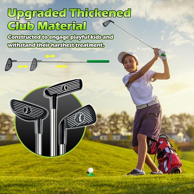 3 in 1 Kids Golf Set with Dinosaur Automatic Golf Returner, Golf Cornhole Board, Led Light Up Balls, Putting Mat, 3-8 Toddler Mini Golf Games, Indoor Outdoor Golf Toys Gift for Boys Girls 3+