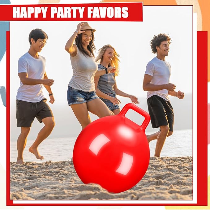 Kids Bouncy Hopper Ball with Handle Jumping Hopping Exercise Balls for Toddlers Boys Girls Indoor Outdoors Sports School Games Exercise Gifts(29 Inch,Red)