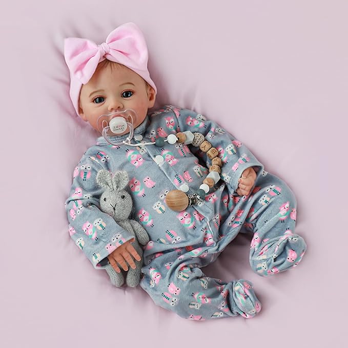 KSBD Lifelike Reborn Baby Girl - 18 inch Realistic Baby Girl Real Life Newborn Baby Dolls, Handmade Anatomically Correct Real Baby Dolls Gift Set for Kids Age 3 +