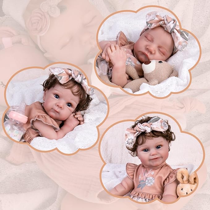Aori Reborn Baby Dolls Clothes 20 inch Floral Printed Outfit Set for 17-20 Inch Reborn Doll Newborn Girl