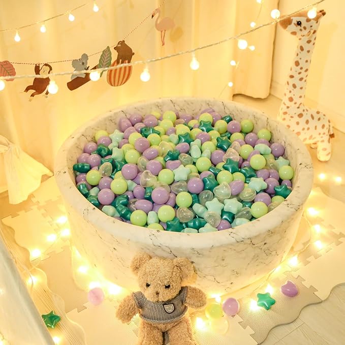 Star Ball Pit Balls for Toddlers -200pcs Ocean Balls Phthalate Free BPA Free Non-Toxic Crush Proof Play Balls Play Tent Pool Playhouse Party Indoor Outdoor(Mint Lavender)