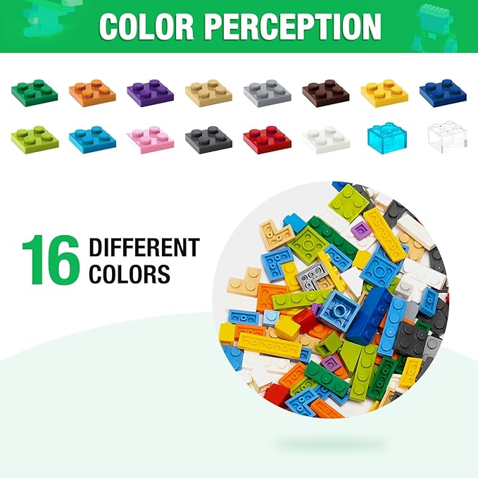 1600 Pieces Building Bricks, Building Bulk Block with 2 Packs 24x24 Studs Sticky Plate and 46PCS Wheel Accessory - Compatible with All Major Bricks, Gfits for Kid - 18 Shape/16 Colo