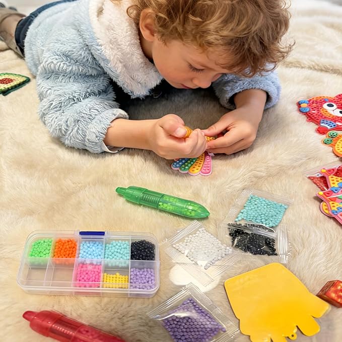VattaFrast DIY Bead Art & Mosaic Kit for Kids Ages 6-12 Complete Craft Set with 15PCS Bead Pens Colorful Templates Fun Stencils Creative Arts Crafts Activity for Boys Girls