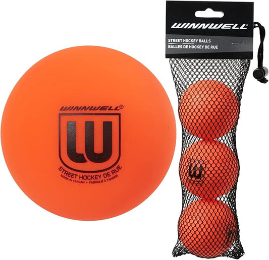 Winnwell Sports Street Hockey Balls - Indoor & Outdoor Balls with Storage Bag - Ideal for Road & Street Hockey Games 65mm & 50 Gram Weight