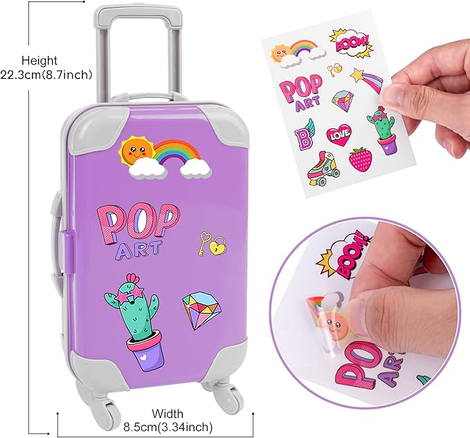 ebuddy 18 Inch Doll Clothes and Travel Accessories Set - Unicorn Themed Play Set for 18" Dolls, Includes Jacket, Skirt, Suitcase, Backpack & More (Doll Not Included)