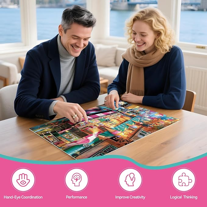 Jigsaw Puzzle, 500 Piece Jigsaw Puzzle for Adults, Spring Street Ice Cream Dog Puzzle, Perfect for Game Nights, Finished Size is 20.5 x 15 in
