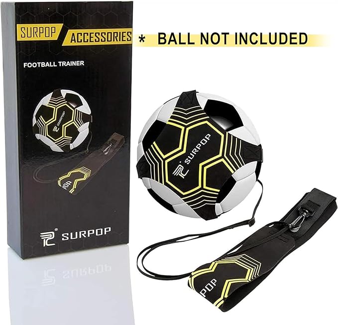 Surpop Soccer/Volleyball/Rugby Trainer, Football Kick Throw Solo Practice Training Aid Control Skills Adjustable Waist Belt for Kids Adults
