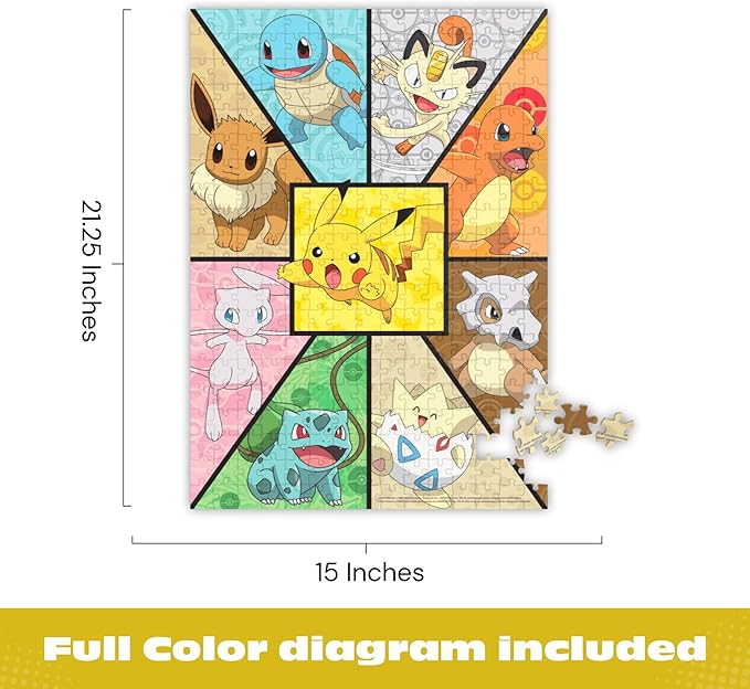 Buffalo Games - 300 Piece Jigsaw Puzzle Pokemon Kanto Companions, Made in USA, Premium Recycled Board, Full-Color Poster, Giftable Colorful Art