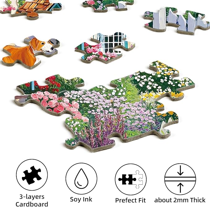 Seaside Cottage Garden Puzzle 500 Pieces - Adult Jigsaw Puzzle, Beach Ocean Theme, Premium Quality Home Decor Art