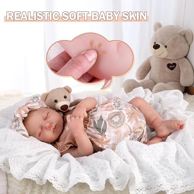 Aori Lifelike Reborn Baby Dolls - Realistic 20-Inch Newborn Real Life Baby Girl Doll with Poseable Limbs and Feeding Kit, Set for Kids 3+