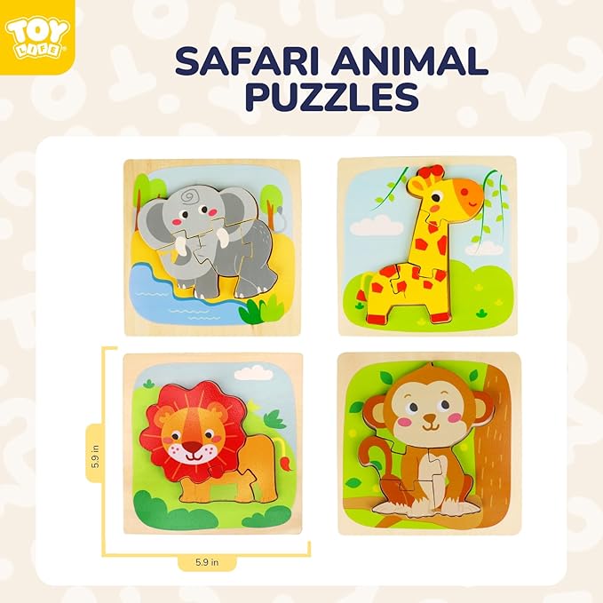 TOY Life Wooden Puzzles for Toddlers 2-4, Montessori Toys for 1 2 3 Year Old Boys Girls, Animals Puzzles Educational Learning Toys 2 Year Old, Birthdays Gifts Toy for 2 Year Old Girl Boy