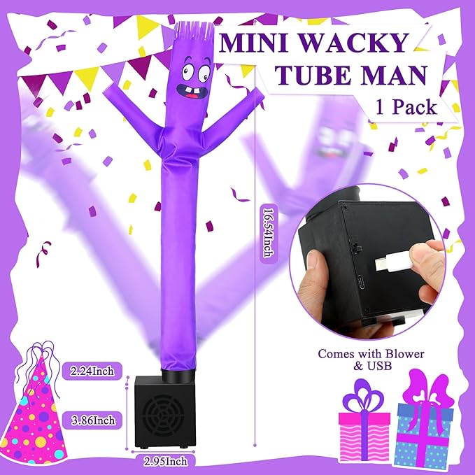 Poen Easter Gifts for Kids Mini Wacky Waving Inflatable Tube Guy with Blower Gag Toy Gift Inflatable Tube Man Birthday Desktop Decor Dancing Blow up Man for Office Party Decor(Interesting)