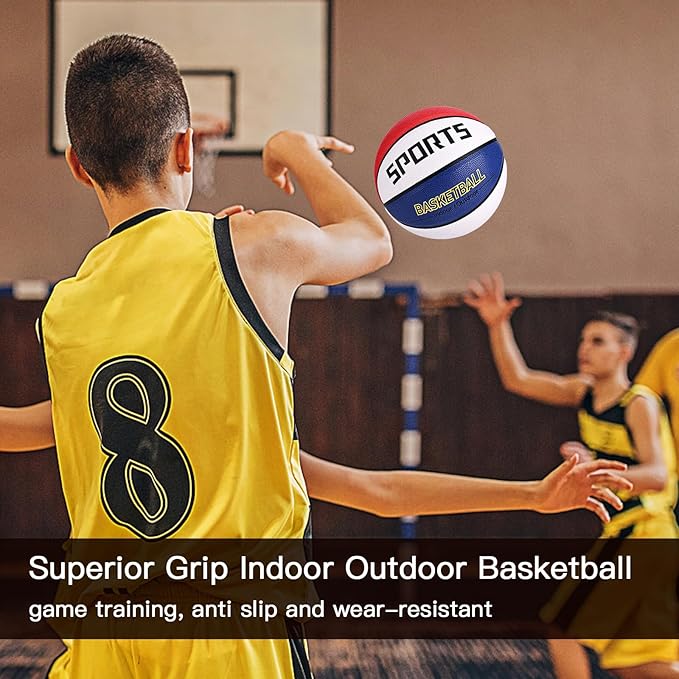 KUYOTQ Kids Youth Adult Size 3/4/5/6/7 (22/25.5/27.5/28.5/29.5") Basketball Premium Rubber or Faux Leather Basketball Indoor Outdoor Basketball for Boys Girls Womens Mens Basketball Gifts (Deflated)