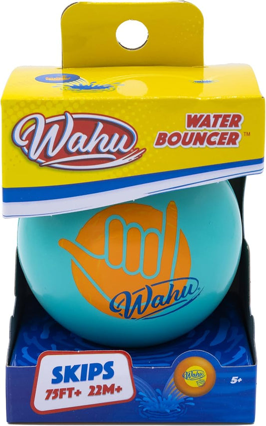 Wahu Water Bouncer 100% Waterproof Skipping Pool Ball Toy, 3.5" Bouncing Skip Ball for Pool and Beach, Skips Over 75' on Water, Teal