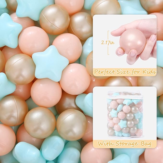 Realhaha Ball Pit Balls 50 100 200 500, Star Shapes for Babies Kids Playpen Plastic Balls for Babies Ball Pool Puppy Playballs