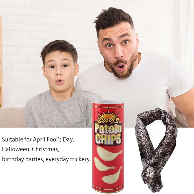 The Potato Chip Snake Can Jump Spring Snake Toy Gift April Fool Day Halloween Christmas time Party Decoration Jokes in A Can Gag Gift Prank