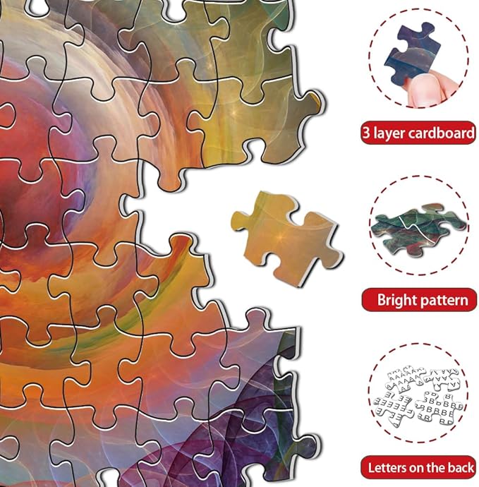 Multicolored Swirl Jigsaw Puzzles for Adults 1000 Pieces, Large Fantasy Puzzle, Intellectual Decompressing Challenging Fun Game Size 27" x 20"