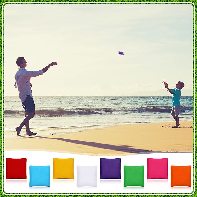 32 Pack Bean Bags Toss for Kids Cornhole Bean Bags Colorful Bean Bags for Tossing Canvas Toss Bags Hand Toy Toss Games Weights for Outdoor Yard Games, Assorted Colors (Bright Colors, 3.15 x 3.15 Inch)