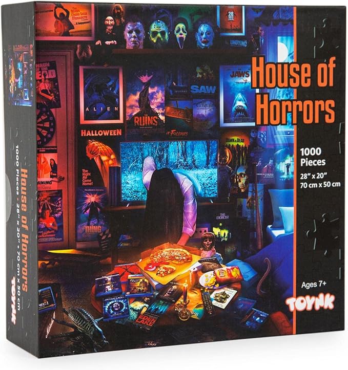 House of Horrors and Scary Movies 1000 Piece Jigsaw Puzzle by Rachid Lotf | Interactive Brain Teaser Board Game for Adults, Educational Toys & Games | 28 x 20 Inches (Pack of 2)