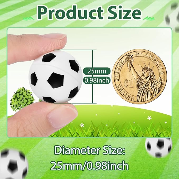 Deekin 200 Pieces Baseball Bouncy Balls Bulk 0.98'' Mini Rubber Bouncing Balls Sports Party Favors for Kids Fillers (Soccer)