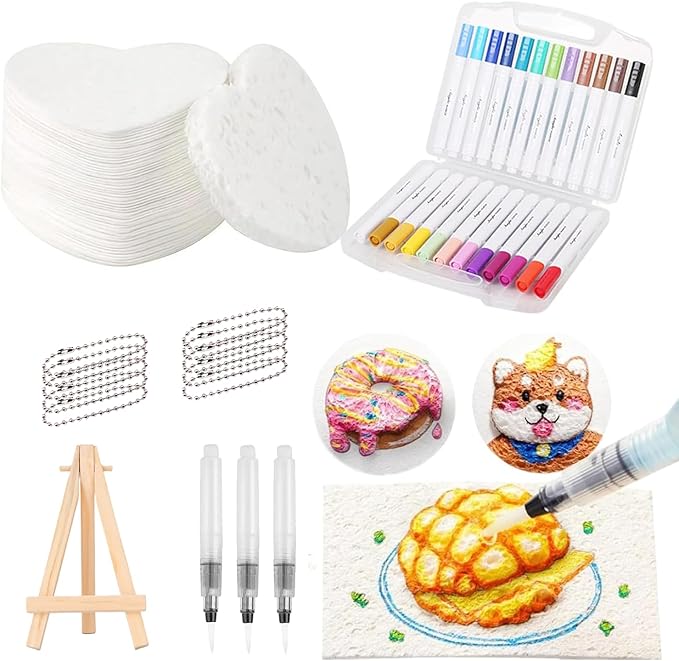 Tinywolf Magic Foam Texture Painting Kit - 3D Foam Texture Paper, DIY Bubble Drawing Pens Art Supplies, Popcorn Drawing Texture Painting Kit (C)
