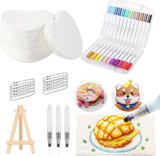 Tinywolf Magic Foam Texture Painting Kit - 3D Foam Texture Paper, DIY Bubble Drawing Pens Art Supplies, Popcorn Drawing Texture Painting Kit (C)