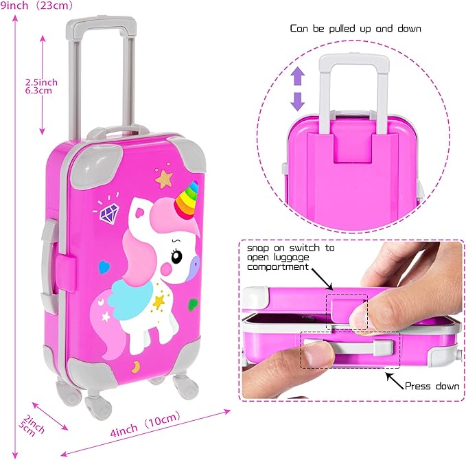 ebuddy 18 inch Doll Clothes and Accessories-Travel Suitcase Playset for 18 inch Dolls Flower Princess Dress with Backpack Luggage Include Shoes, Glasses and Ticket (No Doll)