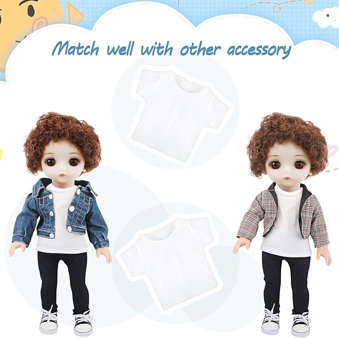 8 Pcs 18 Inch Boy Doll T Shirt Clothes Sublimation 18’’ Doll Outfits Accessories Classical Tee Shirts Fit 18 Inches Doll for Doll Decoration DIY Pretend Play