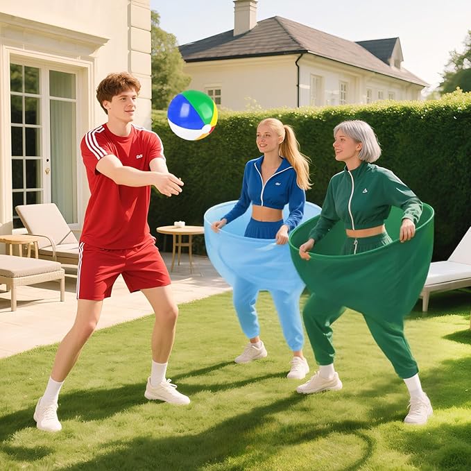 Grandma Pants Outdoor Game 4 PCS Fun Party Game Pants with 16 Bouncy Balls and 1 Air Pump (Random Colors) Granny Pants Outdoor Games for Adults and Family Entertainment Group Activities