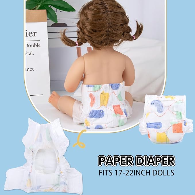 12Pcs Reborn Baby Doll Accessories Set 17-22 Inch Boy Clothes with Backpack Blue Elephant Outfits Reborn Baby Dolls Clothes Diapers Bag Design