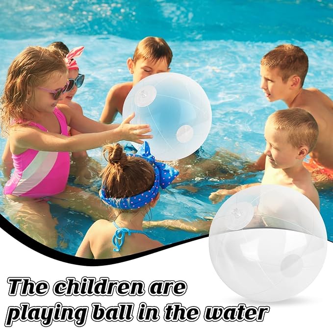 20 Pack Clear Beach Ball - 12Inch Blow Up Beach Ball Party Supplies for Kids, Inflatable Floating Balls for Summer Pool Parties, Outdoor Activities & Birthday Decorations(Transparent)