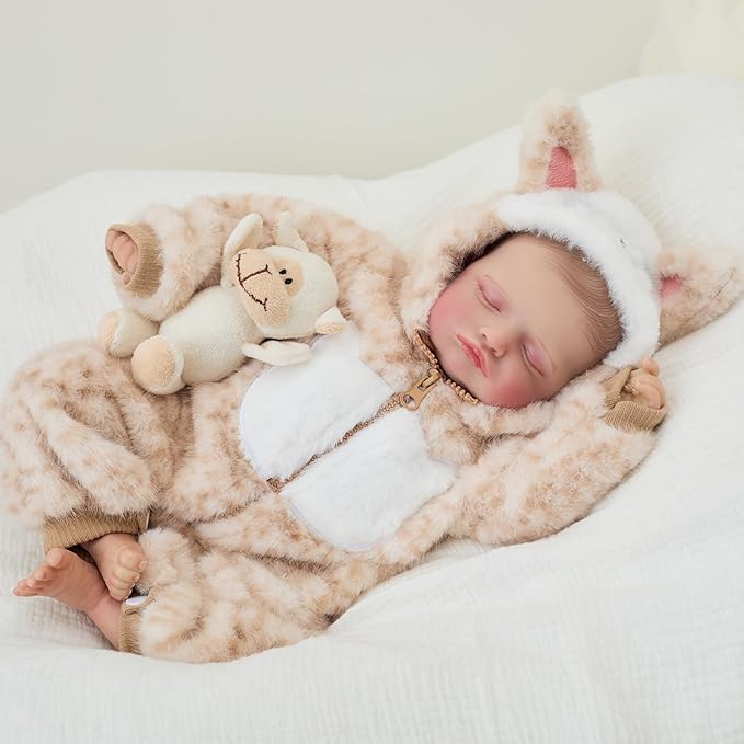 FOCKOF Realistic Reborn Baby Dolls-18 Inch Realistic Baby Doll Girls Soft Cloth Body Reborn Baby with Gift Box for Kids Age 3+