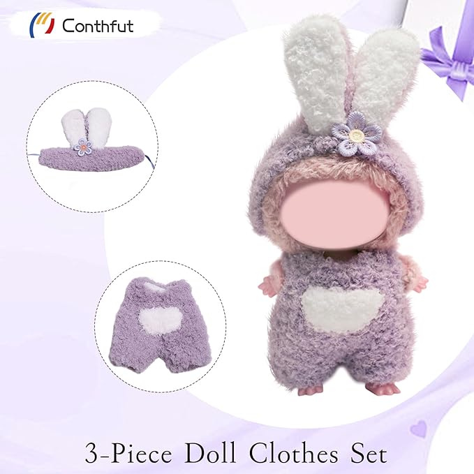 17cm Doll Clothes for Doll, Clothes for Dolls Outfit, Accessories for Dolls Clothes, Cute Clothes Set for Doll,No Doll Included(Purple)