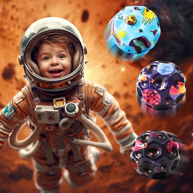 6 Pack Astro Jump Ball, Multicolored Spaceballs, Super High Bouncing Lightweight for Children, Bouncy Balls, Jumping Toy for Stress Relief