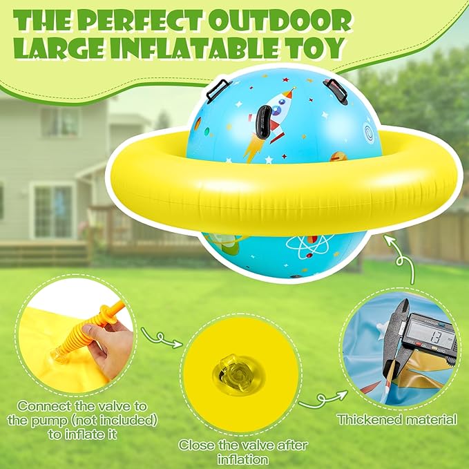 Poen Inflatable Dome Rocker Bouncer 63''L x 63''W x 39''H, Blow up Climbing Rocker Kids Giant Inflatable Bouncer Seesaw Outdoor Roll and Play Seesaw Dome Toddler Gaint Balance Game with 6 Handle