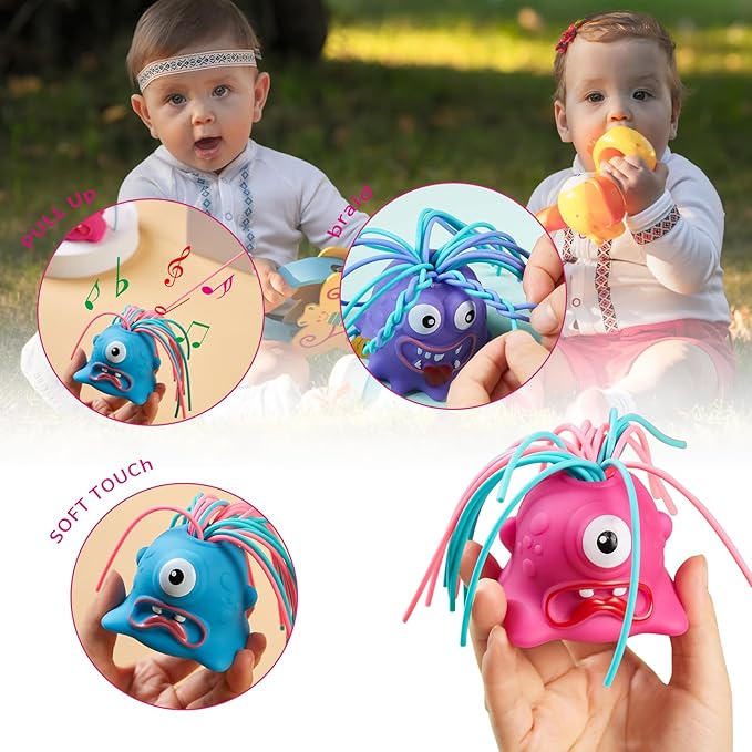 Fun Hair Pulling Fidget Screaming Monster Toys,Screaming Monster Toys, Halloween Christmas for 3 4 5 6 7+ Kids Teen Boys Girls Gifts(6PCS)