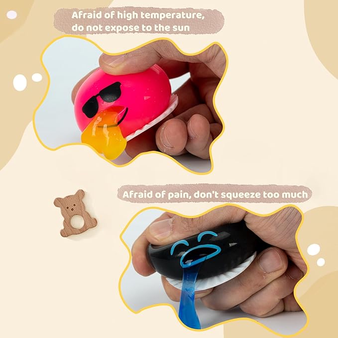 4-PCS Puking Sucking Stress Relief Balls,Vomiting Egg Squeeze Toy,Funny Slime Vomiting Toys,Novelty Fidget Toy for Easter Baskets Gifts for Kids Adults.