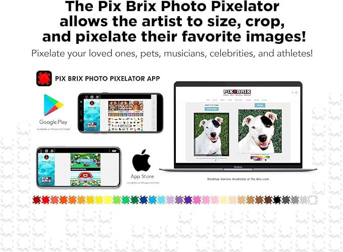 Pix Brix Pixel Art Puzzle Bricks Bucket – 1,500 Piece Pixel Art Kit with 12 Colors, Dark Palette – Interlocking Building Bricks, 2D and 3D Builds – Stem Toys, Ages 6 Plus