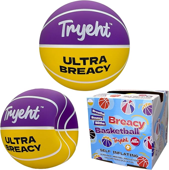 Mini Basketball, 5-Inch Self-Inflating Rubber Ball – No Pump Needed, High-Bounce Breacy Ball for Indoor Mini Hoop & Outdoor Play