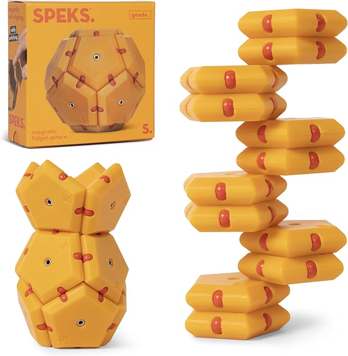Speks Geode Magnetic Fidget Toy | Sensory Desk Toy for Adults & Teens 14+ | Stress Relief Gift | Sphere, Solar Flare