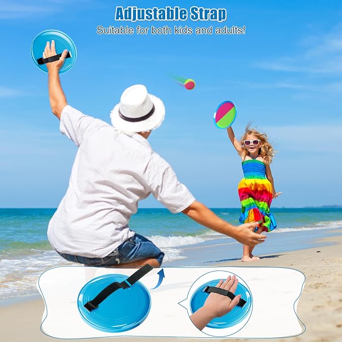 Aywewii Toss and Catch Ball Set Game Kids Outdoor Toys for Beach Pool Yard, Birthday Gift for Boy Girl Ages 3 4 5 6 7 8-12 Year Old, Outside Family Party Camping Games, 6 Paddles 3 Balls & Carry Bag