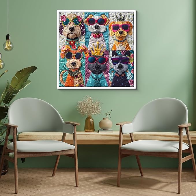 Funny Dogs Puzzles for Adults 1000 Pieces, Colorful Cute Puppy Portrait Jigsaw Puzzle, Whimsical Animal Art Puzzle