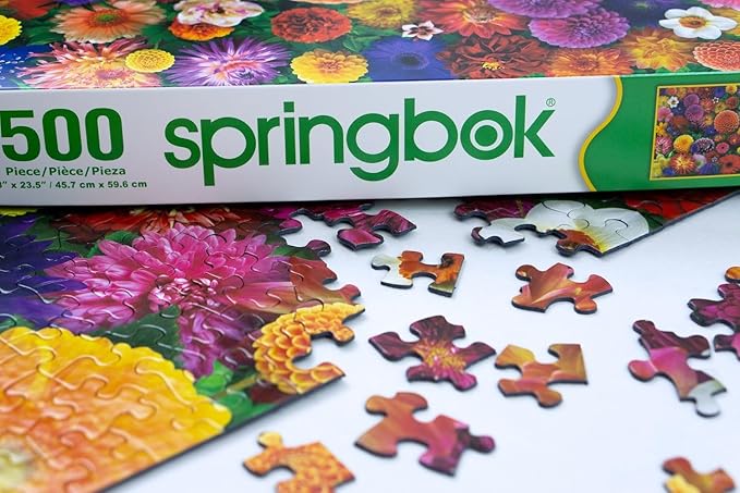 Springbok Blooming Every Daisy 500 Piece Jigsaw Puzzle for Adults - Colorful Flower Collage - Unique Cut Pieces - Great for Relaxing and Mindful Activity - Finished Size 23.5" x 18"