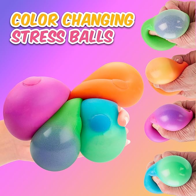 Playbees Pull, Stretch & Squeeze Stress Balls – 8 Balls – Elastic Sensory Balls for Stress & Anxiety Relief – Calming Fidgets for Kids & Adults – Assorted Color Balls for Autism, ADHD & Classroom Use