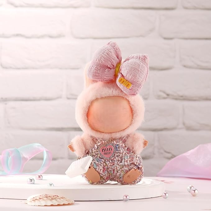 Doll Clothes for Labubu 17cm Have a Seat & Exciting Macaron & Big into Energy Series Dolls, Luxury Chic Series for 17cm Dolls Accessories (Heart Dress+Hairband+Bag)