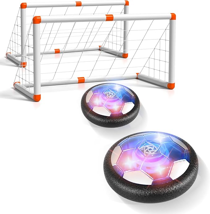 2 Goals & 2 Hover Soccer Balls Toys for Kids, Indoor & Outdoor Soccer Ball Game for Kids Boys Ages 3-5 4-8, Birthday Gifts for 3 4 5 Year Old Boys, Ideas Sports Toys